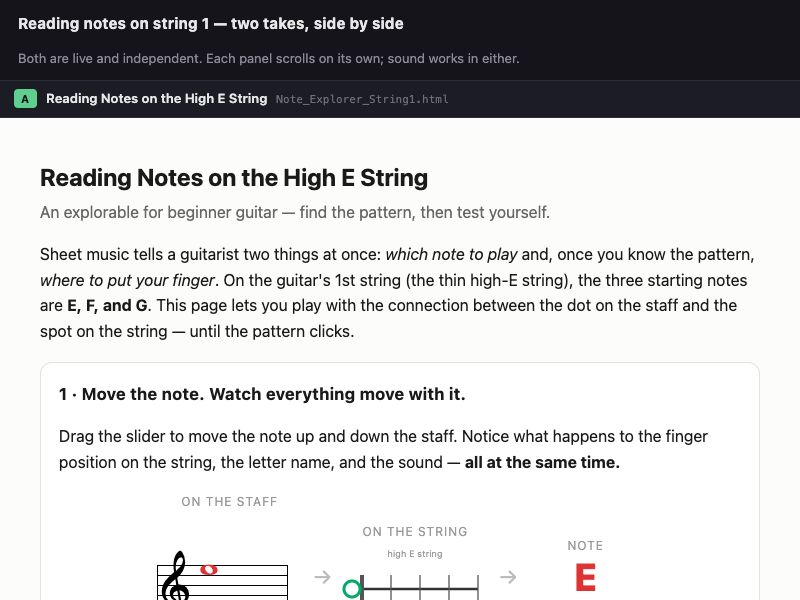 Side by side — two takes on reading string 1 preview