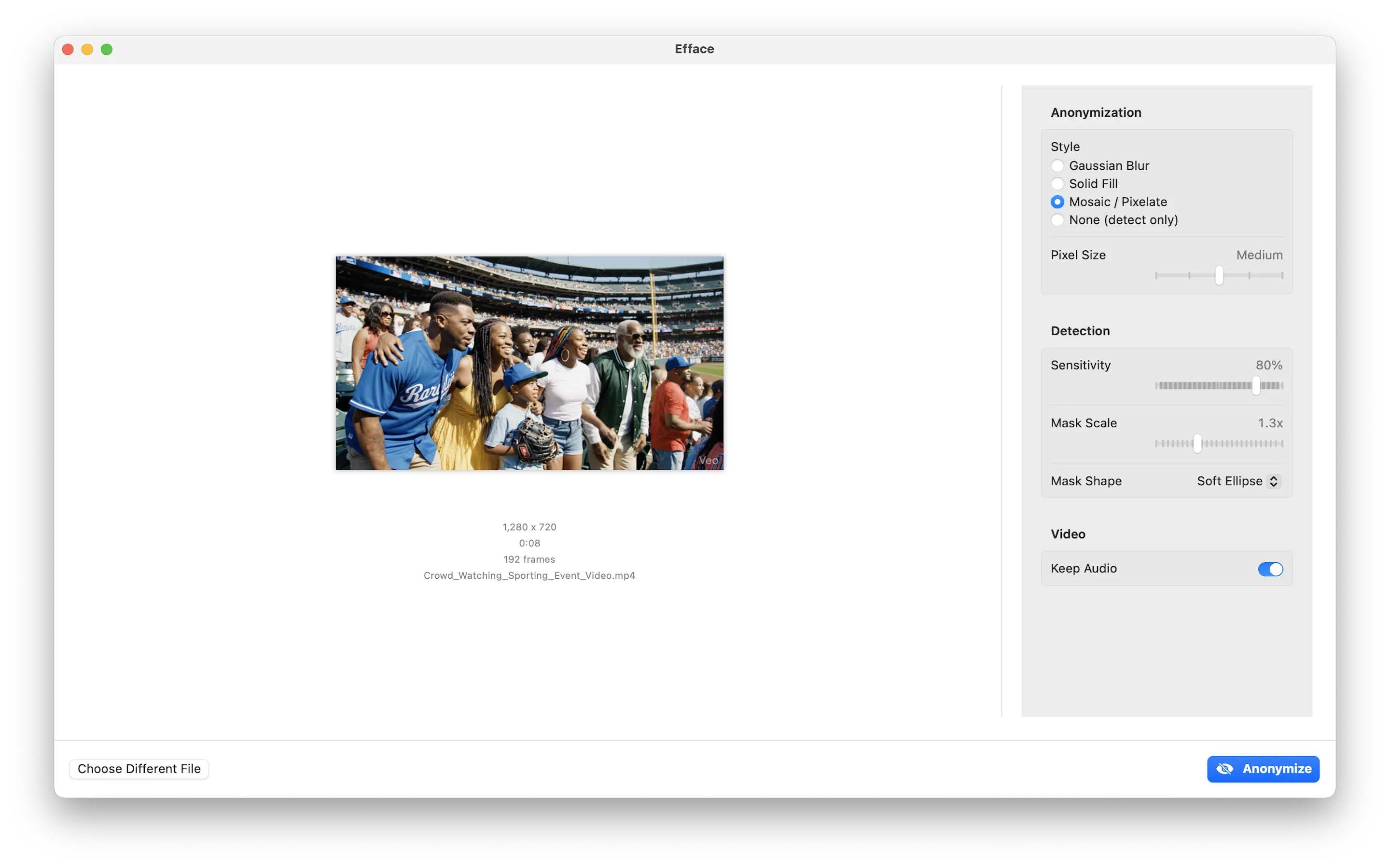 Video before face anonymization